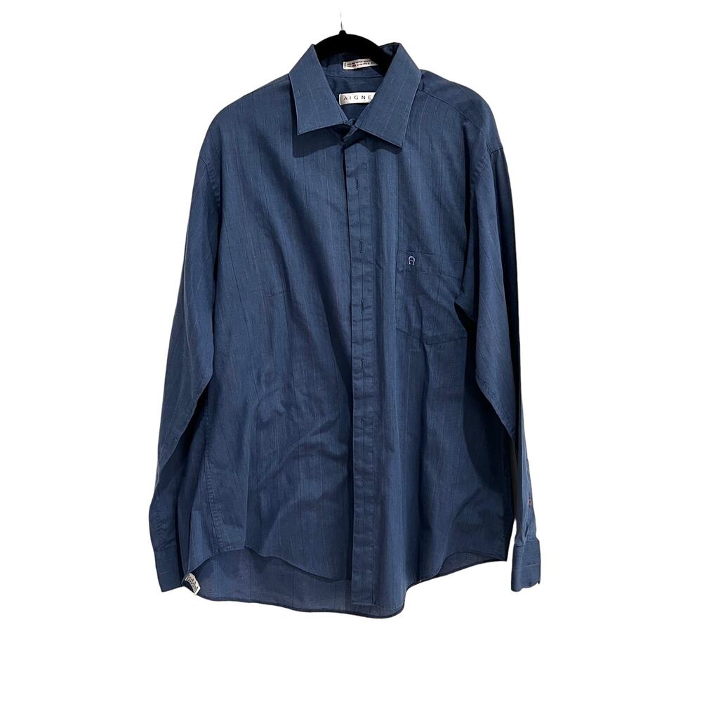 Aigner Men's Dress Shirt, Size 16.5/34-35, Medium Blue